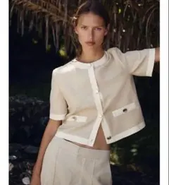 美品✨ZARA リネンショートスリーブブレザー