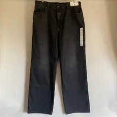 新品タグ付き　UNIQLO ダークグレー　バギージーンズ　丈長め　32インチ