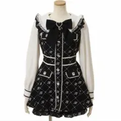 LIZLISA モノグラムリボンツイードセットアップ 黒 ブラック 地雷 量産