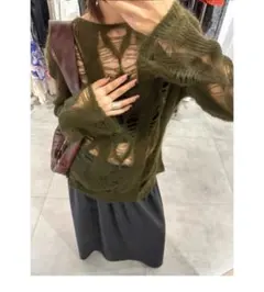 27 ONLINESTOR モヘアカーディガン　シースルーニット