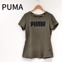 PUMA　ロゴTシャツ　半袖　カーキ M　春夏トップス　スポーツブランド