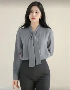 sheinブラウスDAZY カジュアルビジネスソリッドカラーネクタイカラー