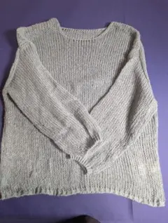 Auntie Rosa　半袖ニット グレー 透かし編み