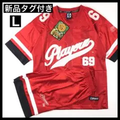 【激レア 新品】playerz 69 ゲームシャツ/セットアップ 赤 B系 Lのサムネイル