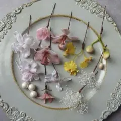 ＊お得なset＊ピンクとイエロー系のヘアパーツset 髪飾り　結婚式　卒業式