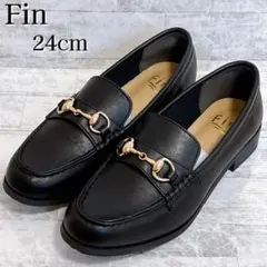 美品✨fin フィン ビットローファー 低反発 レザー ゴールド 24cm 黒のサムネイル