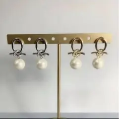 セレモニー パール×結び目 ピアス 金属アレルギー対応ピアス 入学式 入園式