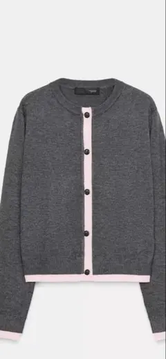 ZARA グレー ボタン付きカーディガン 長袖
