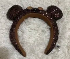 ブラウン クマ耳 スパンコール カチューシャ