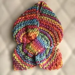 【ハンドメイド】リボンマフラー　毛糸　スヌード　編み物　編物　スキーヤーン