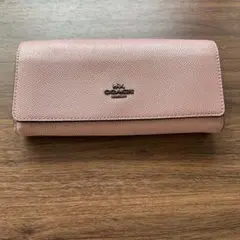 コーチ COACH フラップ ウォレット クロスグレイン レザー 長財布 ピンク