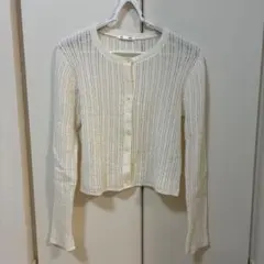 GU 透かし編みカーディガン ホワイト M 春 秋