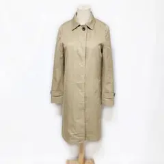 ​【美品】ダブスタ 比翼 ステンカラーコート 36 ゼブラ柄裏地 綿 ベージュ