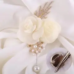 □ブローチ コサージュ シフォン バラ フラワー パール 卒園卒業式 入学 57