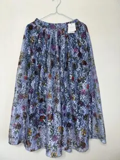 タグ付き未使用 axesfemme 総柄総レーススカートBL