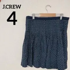 J.CREW 【4】ネイビー ドット柄 プリーツスカート 膝丈スカートのサムネイル
