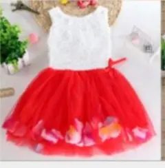 チュール スカート ワンピース ディズニー プリンセス  赤 夏服