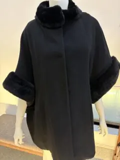 レリアン ミンクファー ケープコート ポンチョ マントコート ブラック