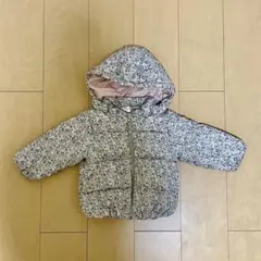 H&M 花柄フード付きダウンコート 80