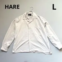 HARE レディース とろみオープンカラーシャツ 長袖 グレージュ