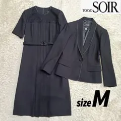 【美品】東京ソワール ブラックフォーマル レース プリーツワンピース 礼服 9号
