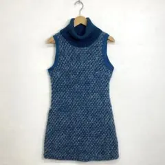 VINTAGE ノースリーブニットワンピース ハイネックチュニック ボブルニット