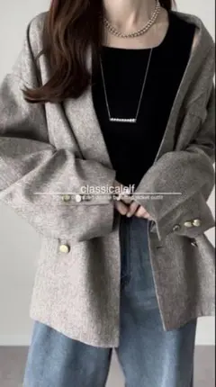 【新品】classicalelf サイドスリットオーバーサイズ ダブルジャケット