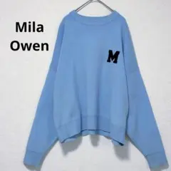 ミラ オーウェン ライトブルー トレーナー見えニット オーバーサイズ