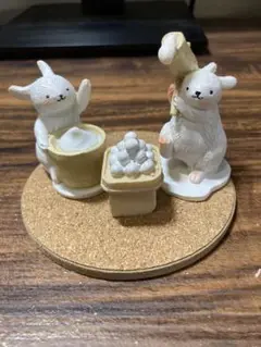 お月見　うさぎ2個　お団子　ナチュラルキッチン　インテリア　オブジェ台座付き ⑤