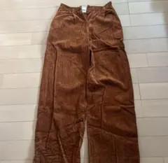 ブラウン コーデュロイ ワイドパンツ