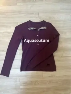 Aquascutum バーガンディ 長袖 ボタン付き トップス 6F