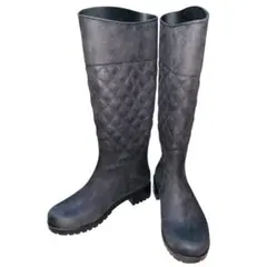 Sugar Sugar/キルティングデザインレインブーツ/長靴/LL/ブラック