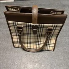 Burberry ハンドバッグ 希少ブルー チェック柄 保存袋 紙タグ付き 