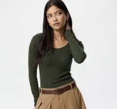UNIQLO 極暖ヒートテック　リブUネックブラTシャツ