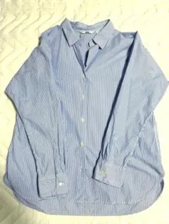 UNIQLO/ユニクロ】ストライプ スキッパーシャツ　M 綿100%　長袖