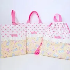 入学・入園3点セット♡キャンディくま②♡レッスンバッグ・上履き入れ・ナップサック