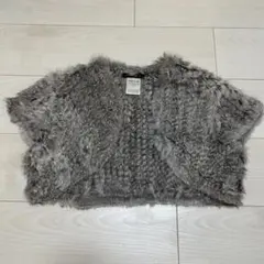 COMME CA ISM ラビットファー 半袖ボレロ グレー