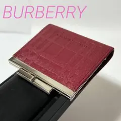 未使用品 BURBERRY バーバリー レザー チェック柄 がま口 コインケース