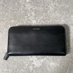 PRADA プラダ　ラウンドファスナー　長財布　レザー　ブラック　ロゴ