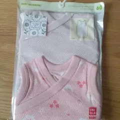 UNIQLO ベビーシャツ肌着 60 ノースリーブ コットンメッシュ 2枚組