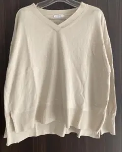 LOWRYS FARM Vネック 綿混ニットプルオーバー