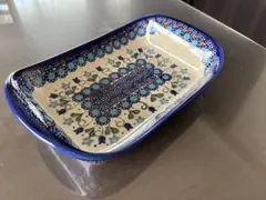 ○N638 ○ポーランド製輪花オーバル浅鉢【未使用】ハンドメイド