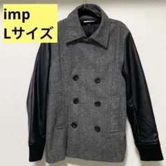 【美品】メンズ　ハーフコート　ダブル　グレンチェック　imp L