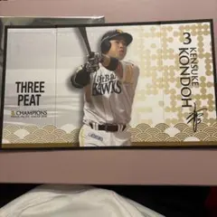 福岡ソフトバンクホークス　近藤選手箔押しミニ屏風
