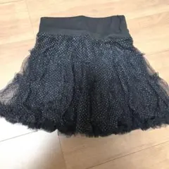 フレアチュールスカート スパンコール付き 黒ウエストゴムMサイズ