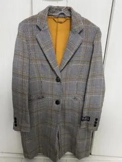 BEAMS ビームス チェック柄チェスターコート グレー・オレンジ