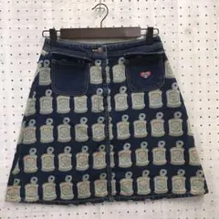 平成レトロ Y2K 古着 ANGEL BLUE 缶詰総柄 台形 デニムスカートのサムネイル