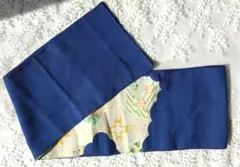 帯揚げ ブルー 花 着物小物 144cm‪✕‬16.5cm ⑤