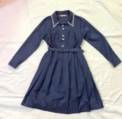 F i.n.t フィント ネイビーワンピース プリーツ セーラー服 レトロ 制服のサムネイル