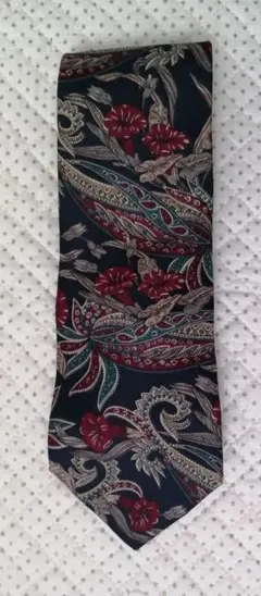 BILL BLASS ネクタイ ネイビー系 花柄 ペイズリー